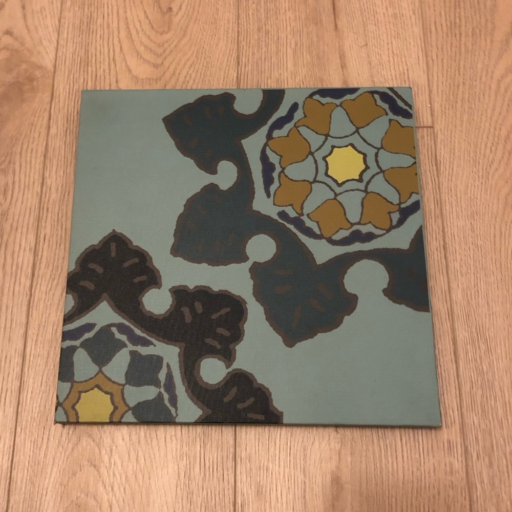 Abstract Teal and Green Small Canvas Art for Wall